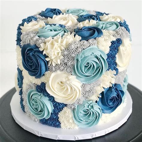 Our Blooming Buttercream Cake Is Stunning In Different Shades Of Blue 💙