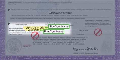 How To Sign Your Car Title In Illinois Including Dmv Title Sample Picture
