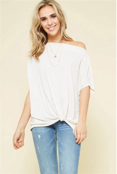 Off Shoulder Knot Front Top Cream Small Cream Knot Front Top