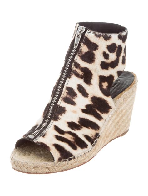 Celine Céline Leopard Print Espadrille Wedges Neutrals Sandals Shoes