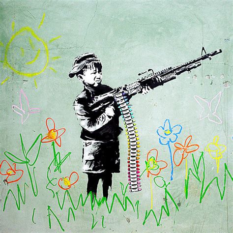 Banksy Boy With Crayon Gun Graffiti Street Art Metal Poster