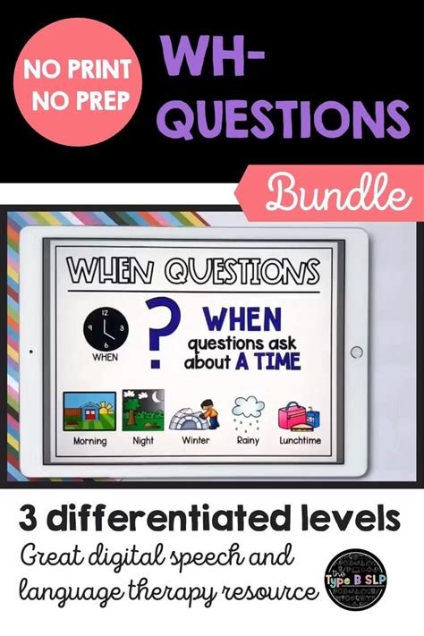 No Print No Prep Wh Questions Bundle For Distance Learning Speech