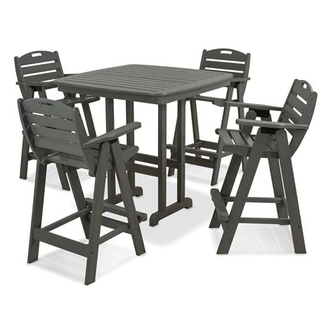 Polywood Nautical 5 Piece Bar Set Whiterecycled Plastic Outdoor