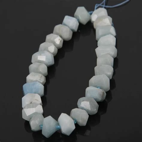 Natural Genuine Aqua Marine Nugget Gem Beads Mid Drilled Faceted Stone