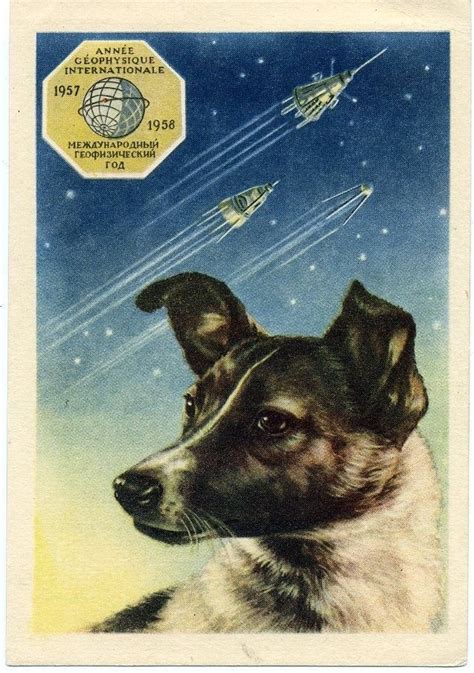 1958 Original Laika Layka Dog Space Propaganda Russian