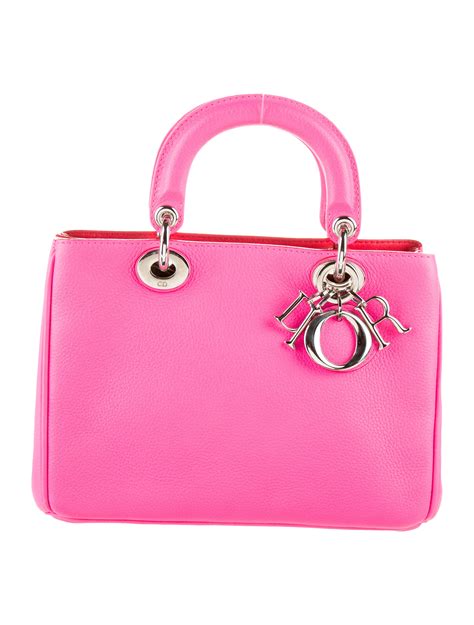 Christian Dior Leather Lady Dior Crossbody Bag Pink Crossbody Bags