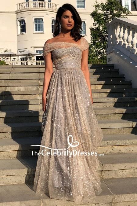 Priyanka Chopra A Line Sparkly Formal Dress Royal Wedding Reception