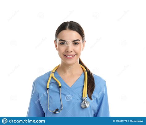 Portrait Of Medical Assistant With Stethoscope Stock Image Image Of Happy Medic 138401771