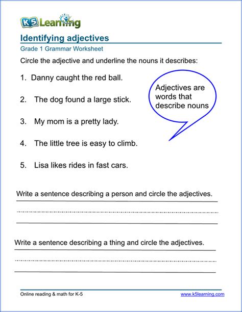 Identifying Adjectives Worksheet 3rd Grade