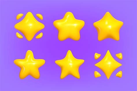 3d Set Stars Yellow Realistic 3d Symbol Design Vector Illustration