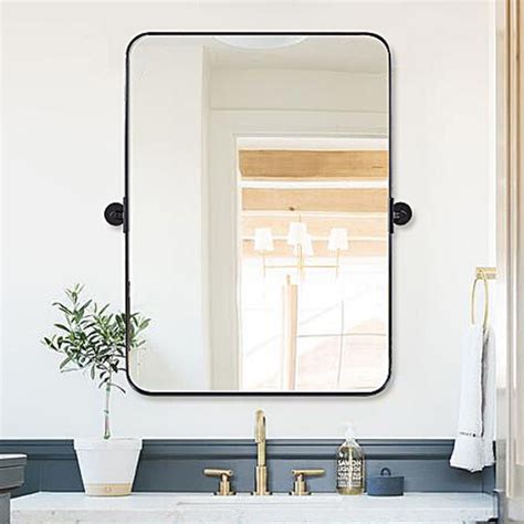 Modern Tilting Pivot Bathroom Mirror Rounded Rectangle Vanity Mirror