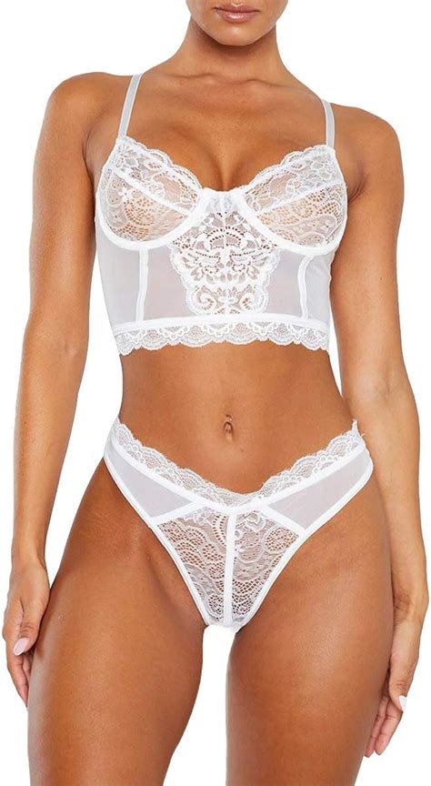 CHOSERL Ensemble De Lingerie Sexy En Dentelle Transparente Avec Soutien Gorge Et Culotte Pour