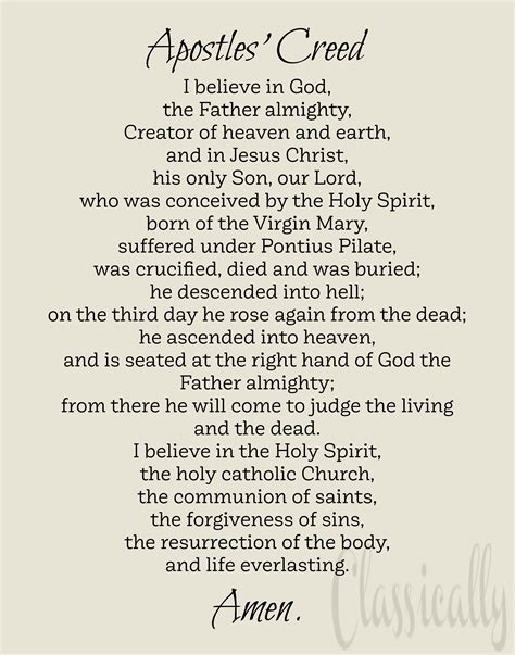 Apostles Creed Prayer Print Instant Download Printable Etsy