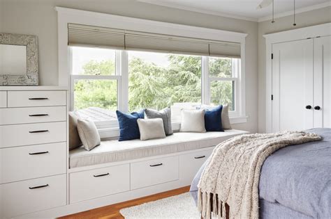 Master Bedroom Window Seat And Color Scheme Transitional Bedroom