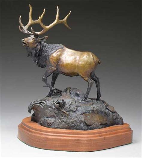 Beautiful Bronze Elk Sculpture By Rouser