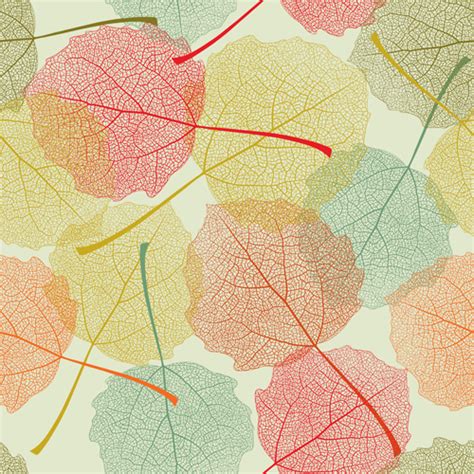 Beautiful Autumn Leaves Vector Seamless Pattern 03 Free
