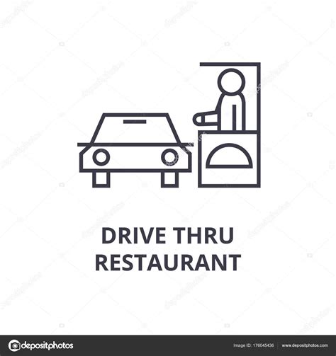Drive Thru Restaurant Line Icon Outline Sign Linear Symbol Vector