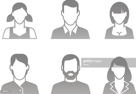 Gray Portrait Illustration Of Different People Without Faces High Res