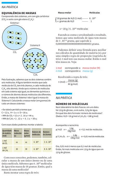 Cálculos Químicos Grandezas Mol Massa Atômica Molar E Molecular