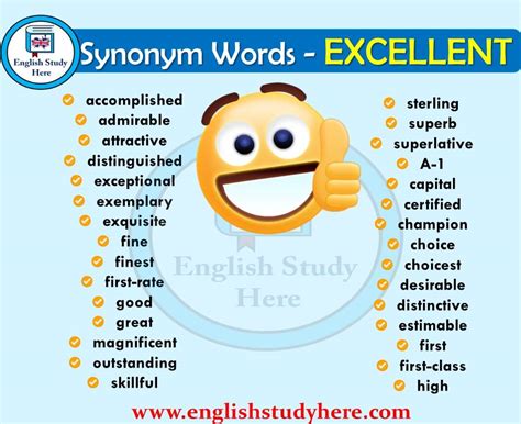 Excellent Synonyms Words - English Study Here