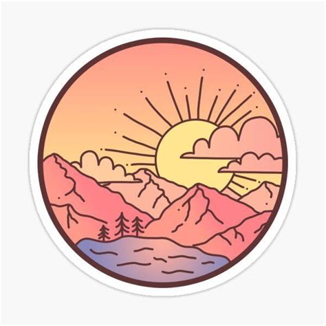 Aesthetic Sunset Sticker Nature Stickers Bubble Stickers Aesthetic