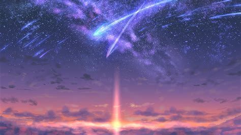 Wallpaper Meteors Space Sunset Clouds Stars Galaxy Artwork Sky
