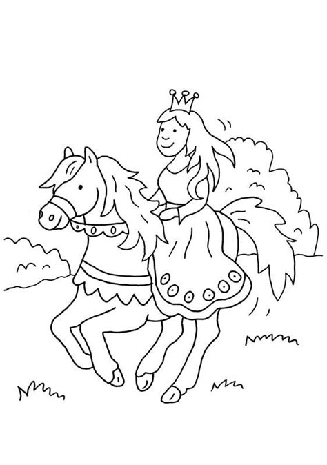 Kostenlose Malvorlage Prinzessin Prinzessin Reitet Auf Ihrem Pferd Zum