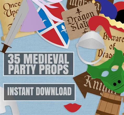 Medieval Party Photo Booth Prop Printables 35 Photo Booth Printables