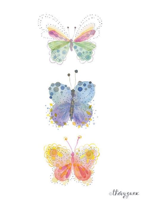 Whimsical Butterfly Illustration Watercolor Art Print Birth Etsy