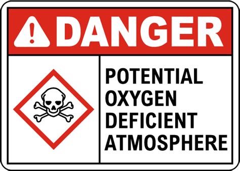 Danger Potential Oxygen Deficient Atmosphere Sign Save 10