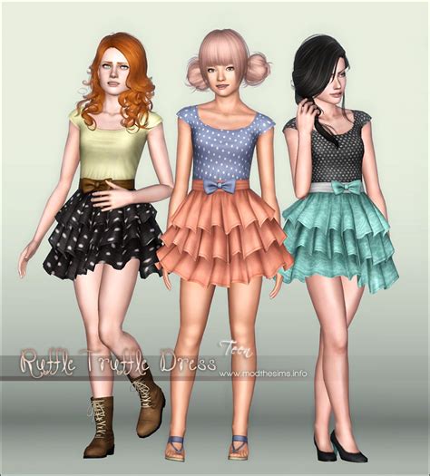 Mod The Sims Ruffle Truffle Layered Mini Dress For Females Teen