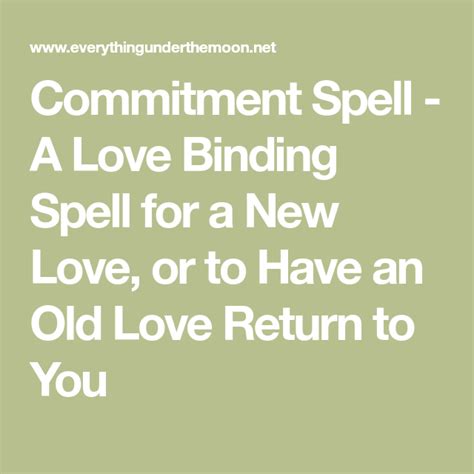 Commitment Spell A Love Binding Spell For A New Love Or To Have An Old Love Return To You