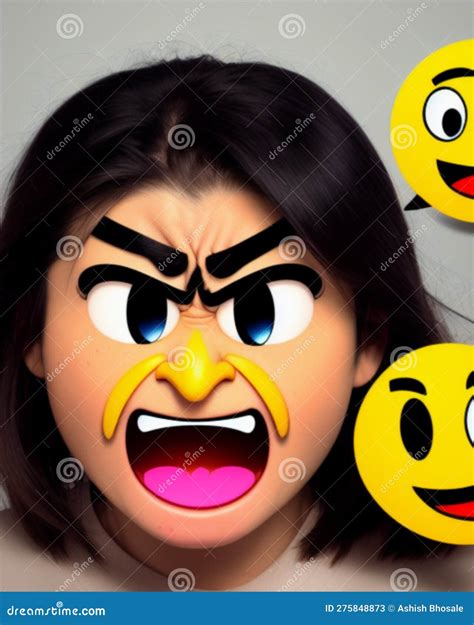 Angry Emoji A Girl Shouting With Anger Emoji Stock Illustration