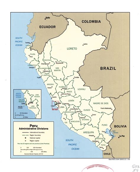 Grande Detallado Mapa De Administrativas Divisiones De Perú Con Marcas