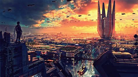 Science Fiction Cityscape Futuristic City Digital Art 4k Wallpaperhd
