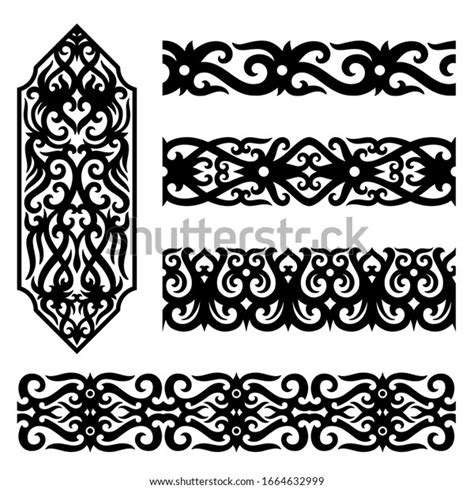 Borneo Kalimantan Dayak Ornament Set Stockvector Rechtenvrij