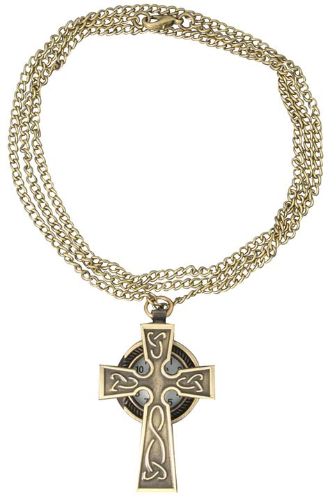 Celtic Jewelry Antique Gold Celtic Cross Watch Necklace At Irishshop