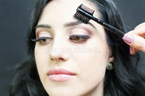 Makeup Artist Doing Make Up Beautiful Arabian Woman Stock Photos Free