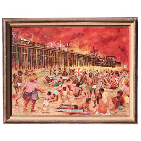 Tourists and visitors come to the santa monica state beach because it: 1960's Santa Monica Pier Beach Painting at 1stdibs