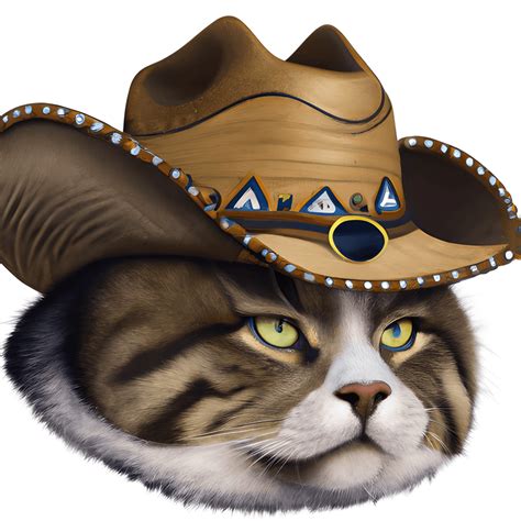 Cat Cowboy Hat Hyper Realistic And Intricately Detailed · Creative Fabrica