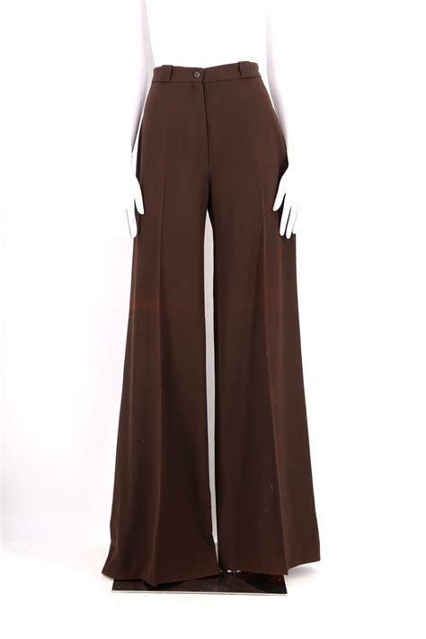 70s French High Waist Brown Wide Leg Bell Bottoms 8 Vintage 1970s