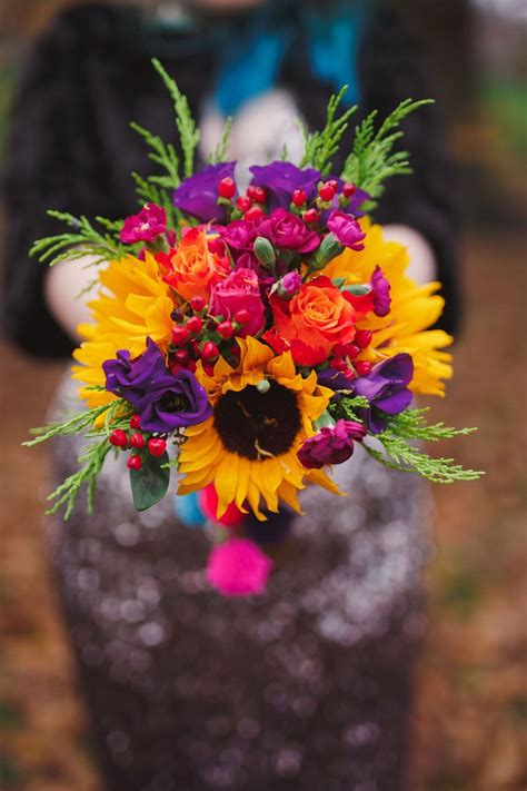 Beautiful Sunflowers Mixed With A Variety Of Bright And