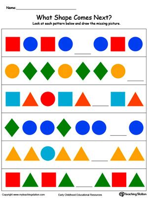 Early Childhood Patterns Worksheets | MyTeachingStation.com