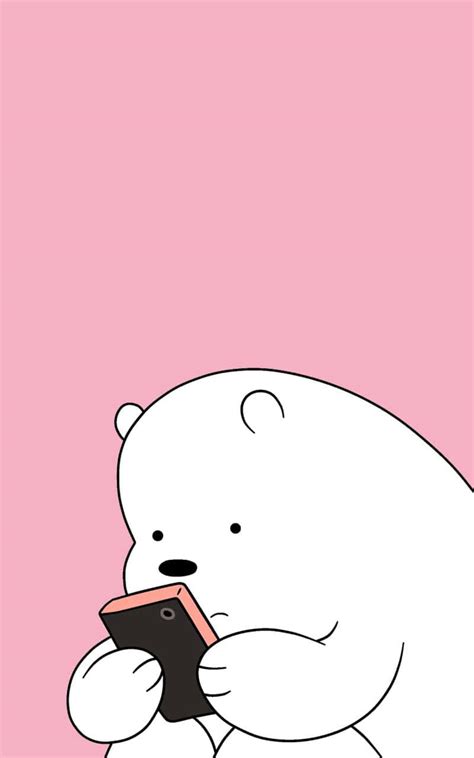 Download Adorable Cartoon Polar Bear Relaxing On Ice Wallpaper