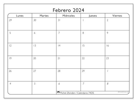 Calendarios Febrero 2024 Michel Zbinden Pa