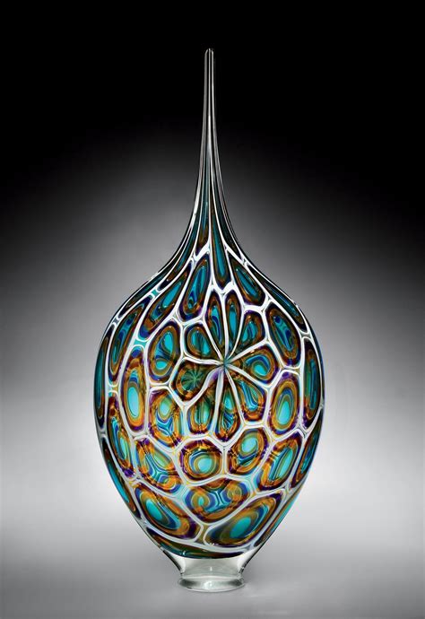 Aqua Gold And Amethyst Resistenza By David Patchen With Square Base Art Glass Sculpture Artofit
