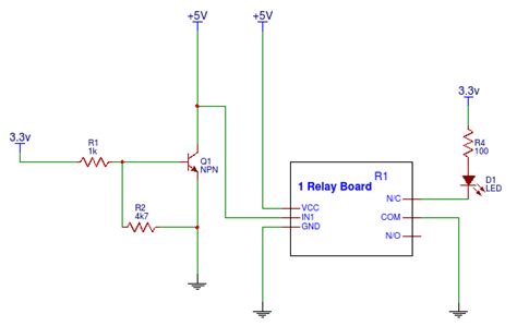 Electronic Control 5v Relay Through 33v Gpio Using Npn Transistor