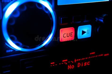 Blue And Red Buttons On Record Player Sound Equipment Stock Photo