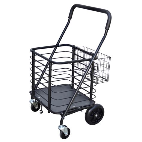 Milwaukee Heavy Duty Steel Shopping Cart With Accessory Basket In Black