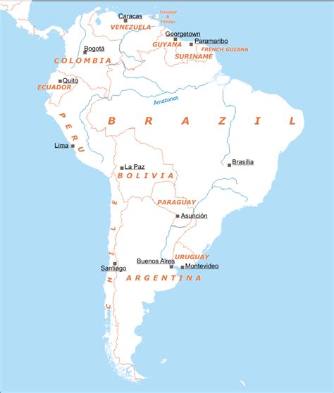 Map Of South America With Capitals